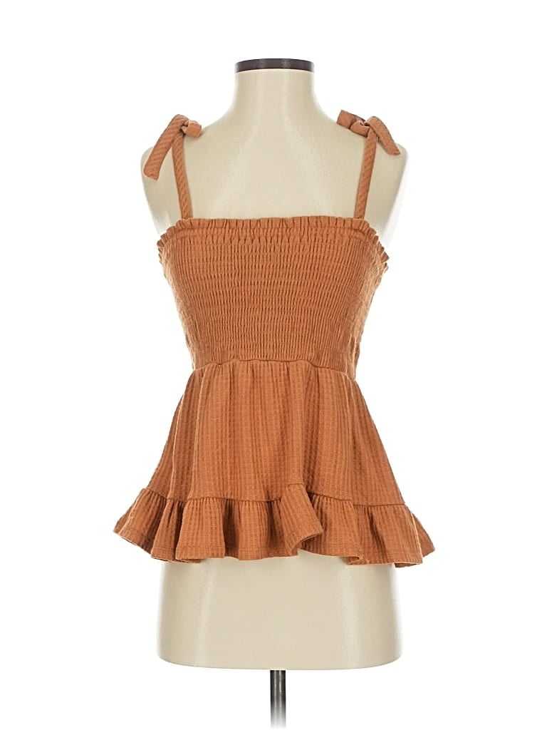 Pre-owned Paper Crane Tank Top Brown Strapless Neckline Tops