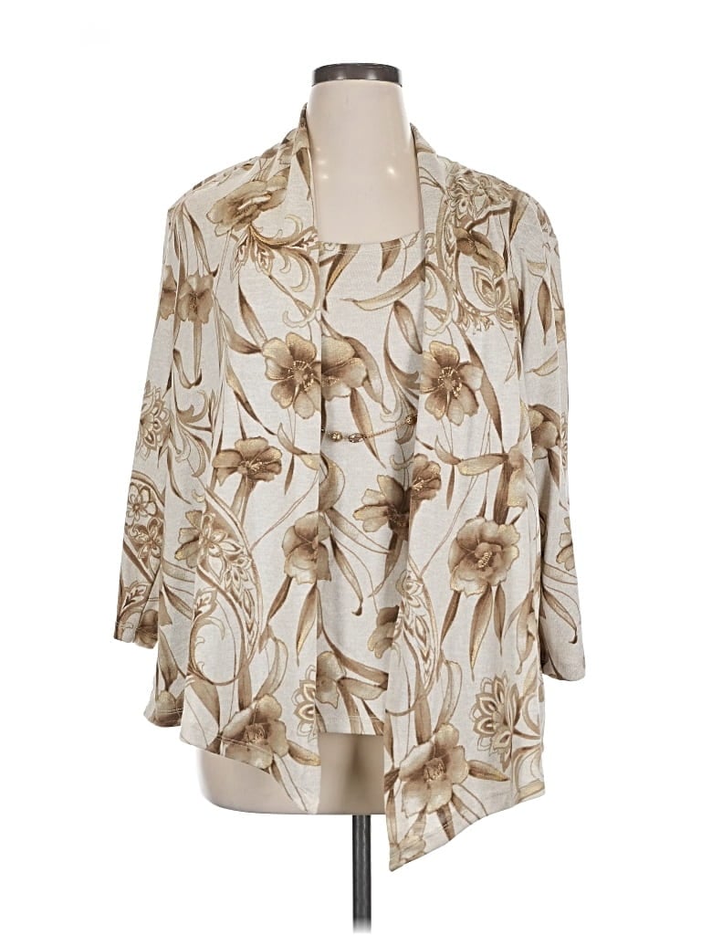 Pre-owned Alfred Dunner 3/4 Sleeve Blouse In White