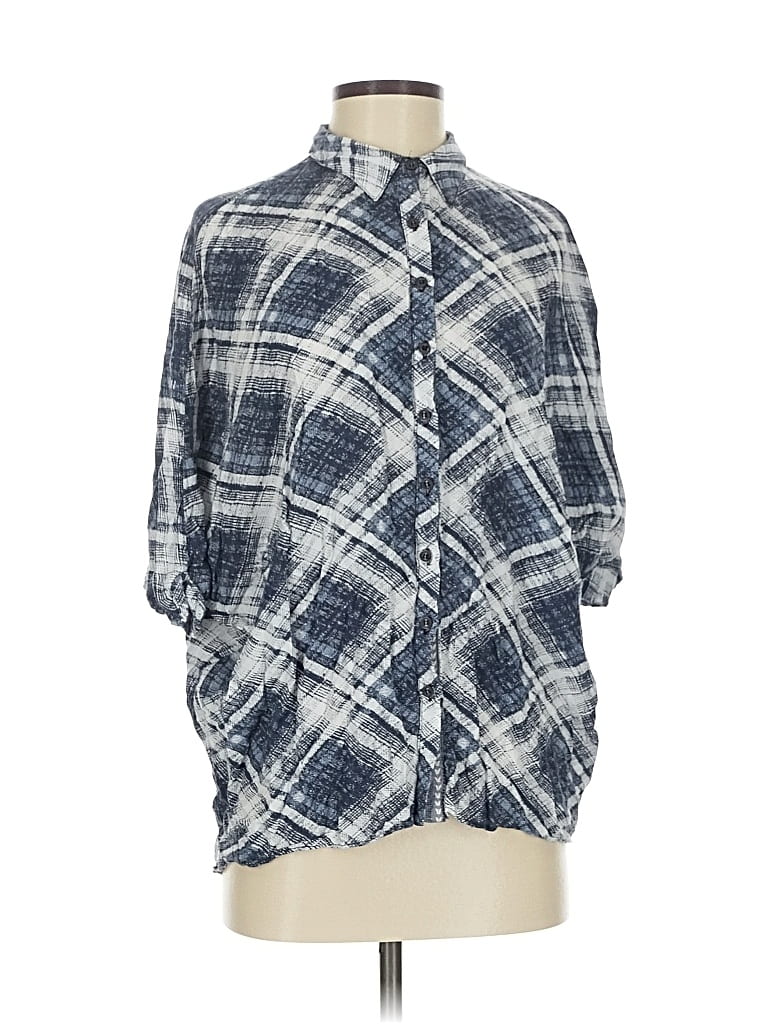 Pre-owned Oddi 3/4 Sleeve Button Down Shirt In Blue
