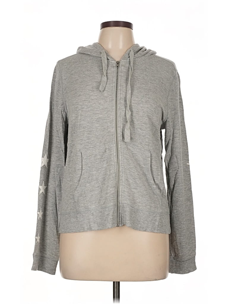 Pre-owned Z Supply Zip Up Hoodie In Gray