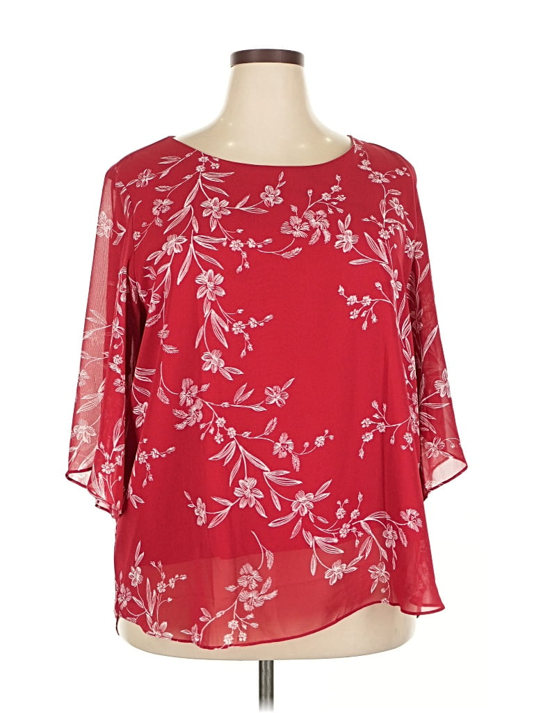 Pre-owned Neineiwu 3/4 Sleeve Blouse In Red