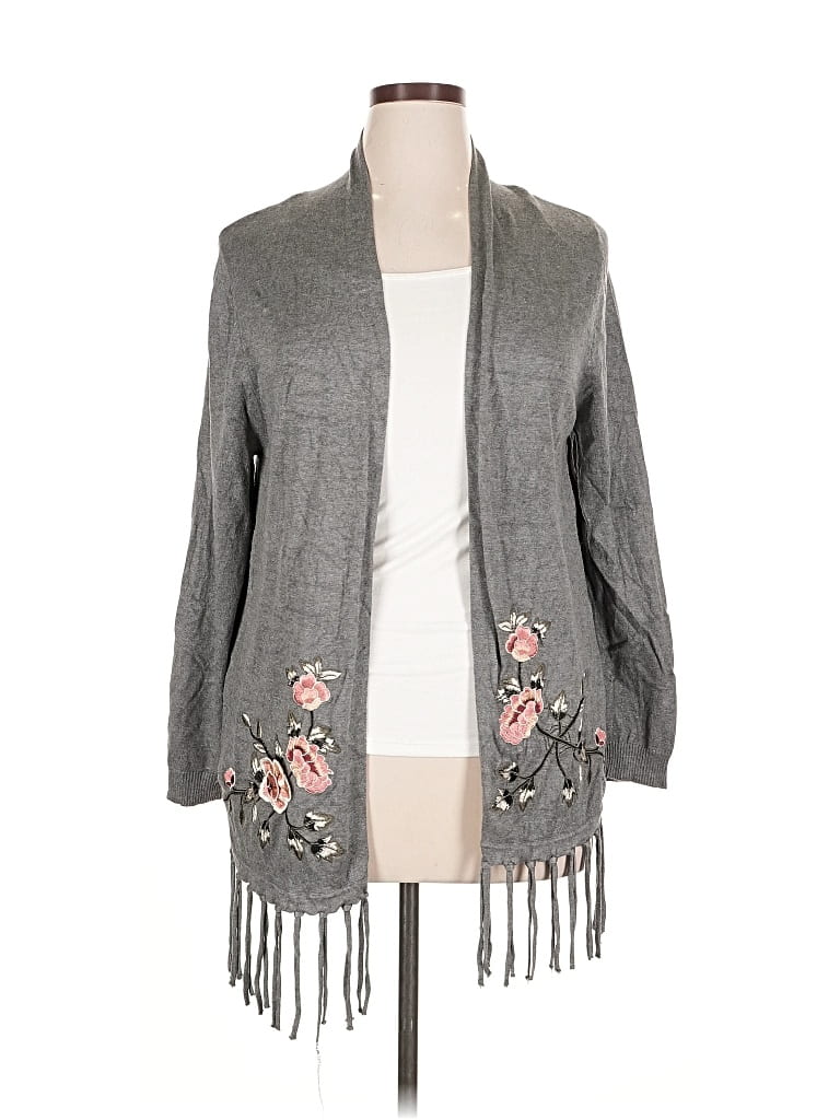 Pre-owned Lauren Michelle Cardigan Sweater In Gray