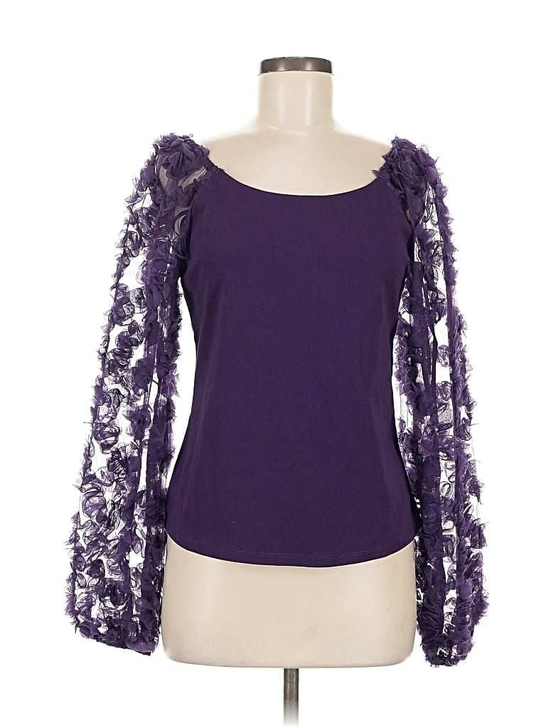 Pre-owned Marc New York Andrew Marc Long Sleeve Blouse In Purple