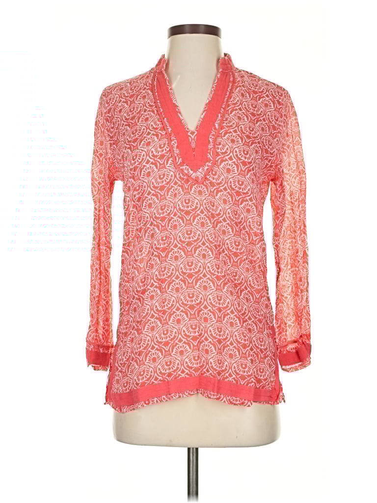 Pre-owned Cynthia Rowley Tjx 3/4 Sleeve Blouse In Red