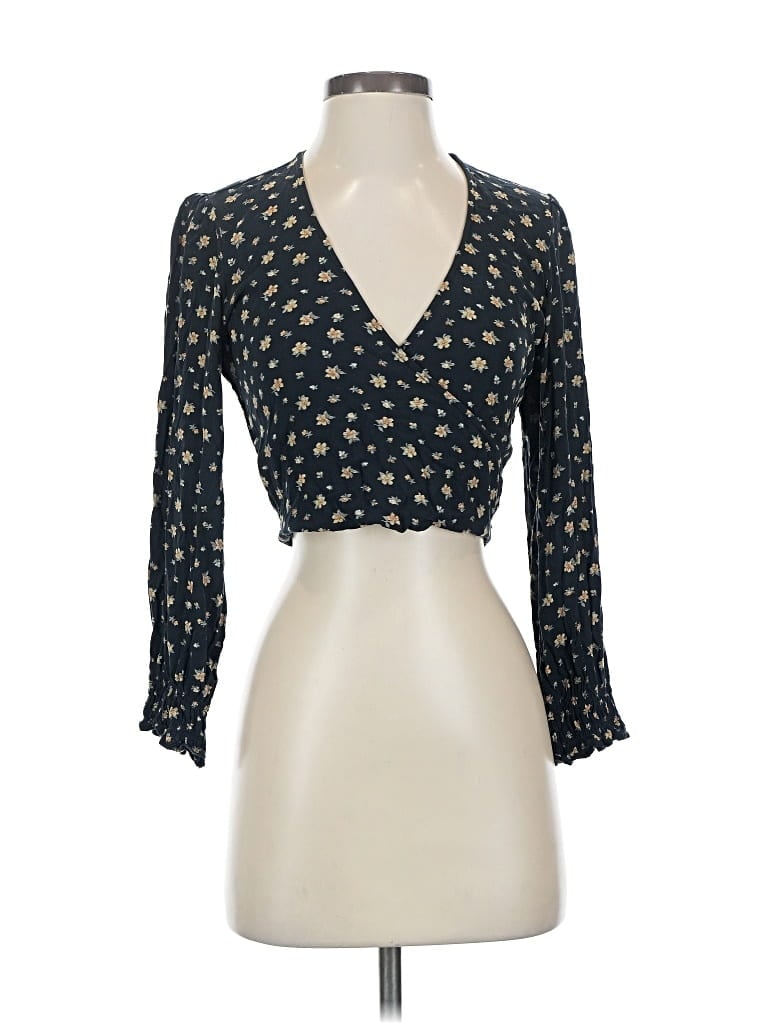 Pre-owned American Eagle Outfitters 3/4 Sleeve Blouse In Black