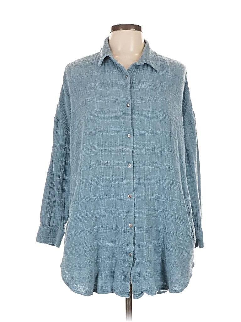 Pre-owned Soft Surroundings Long Sleeve Button Down Shirt In Blue