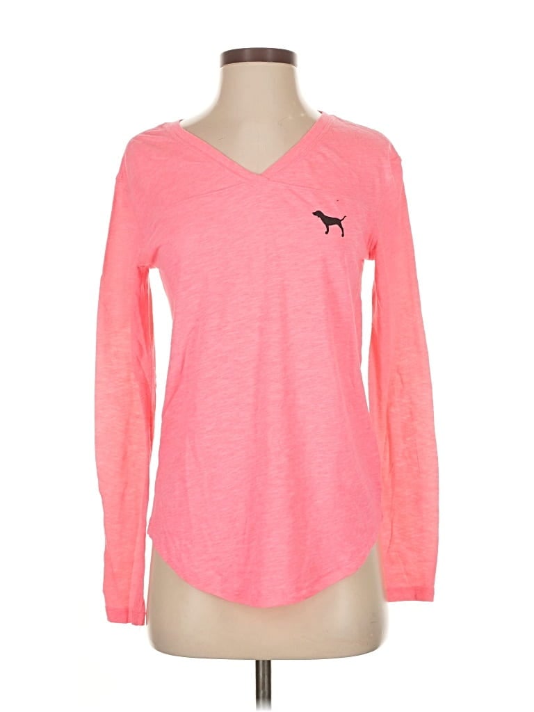Pre-owned Victoria's Secret Pink Long Sleeve T-shirt In Pink