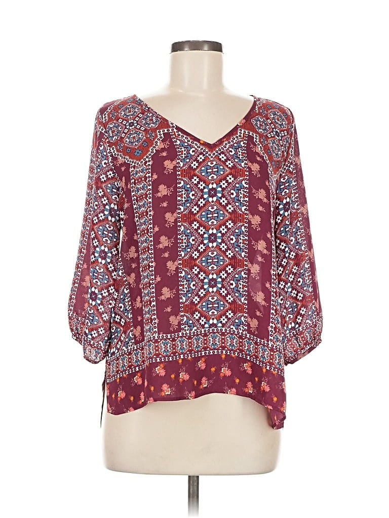 Pre-owned Renee C 3/4 Sleeve Blouse In Burgundy
