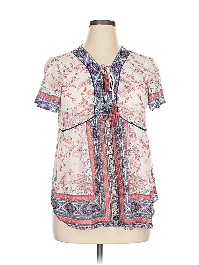 Pre-owned Knox Rose Short Sleeve Blouse In White
