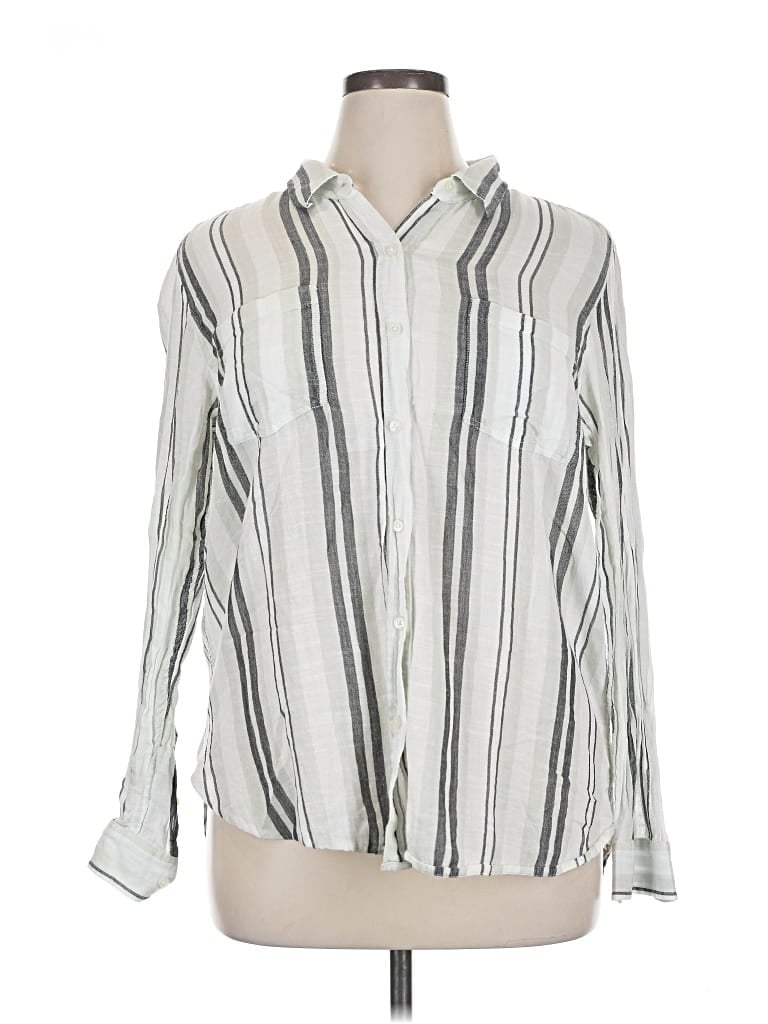 Pre-owned Lucky Brand Long Sleeve Button Down Shirt In White