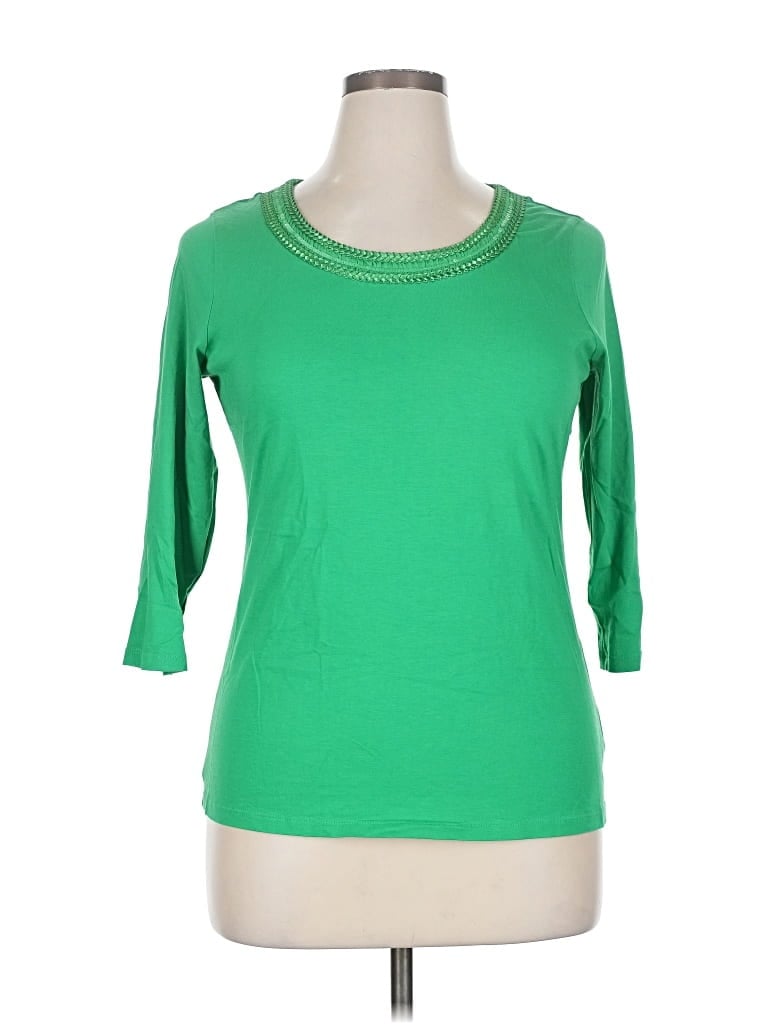 Pre-owned Coldwater Creek 3/4 Sleeve T-shirt In Green