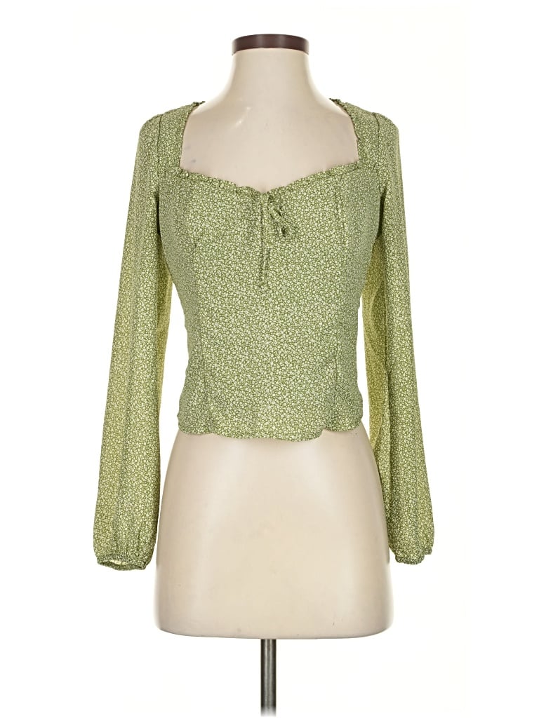 Pre-owned Abercrombie & Fitch 3/4 Sleeve Blouse In Green