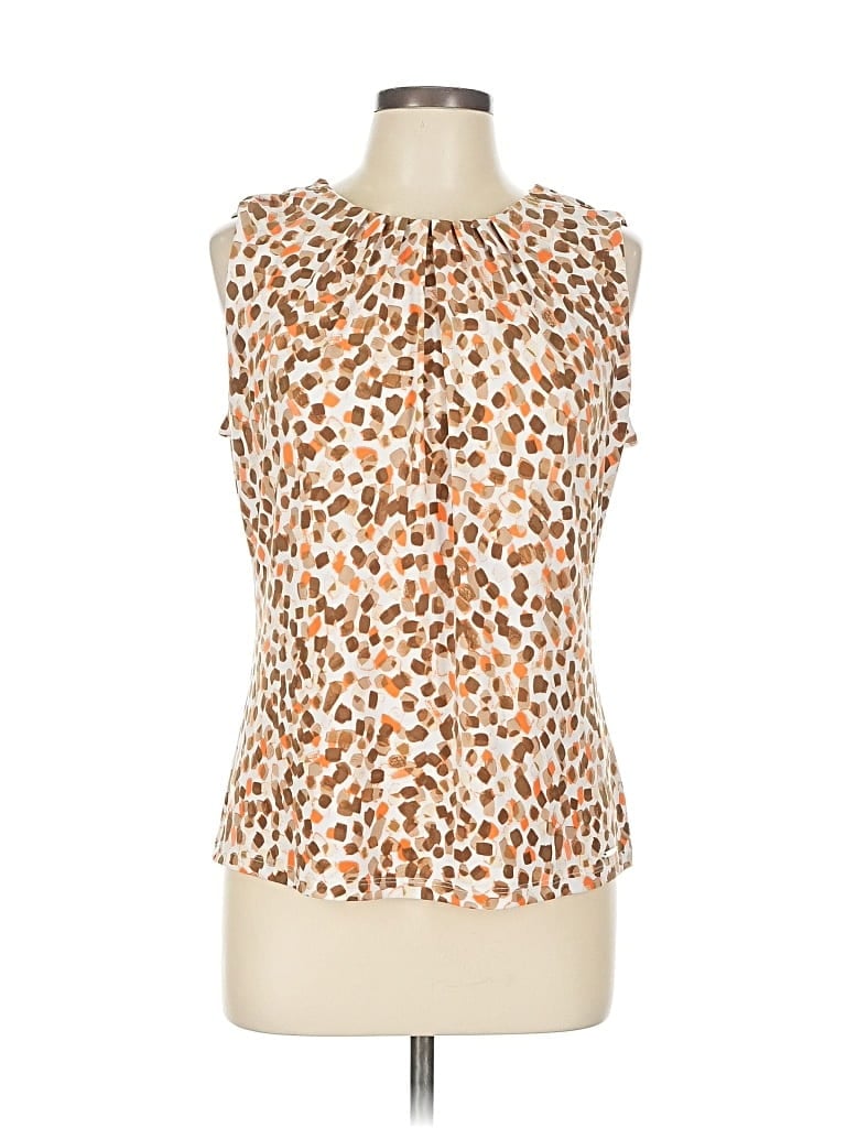 Pre-owned Calvin Klein Tank Top Brown Tie Neck Tops