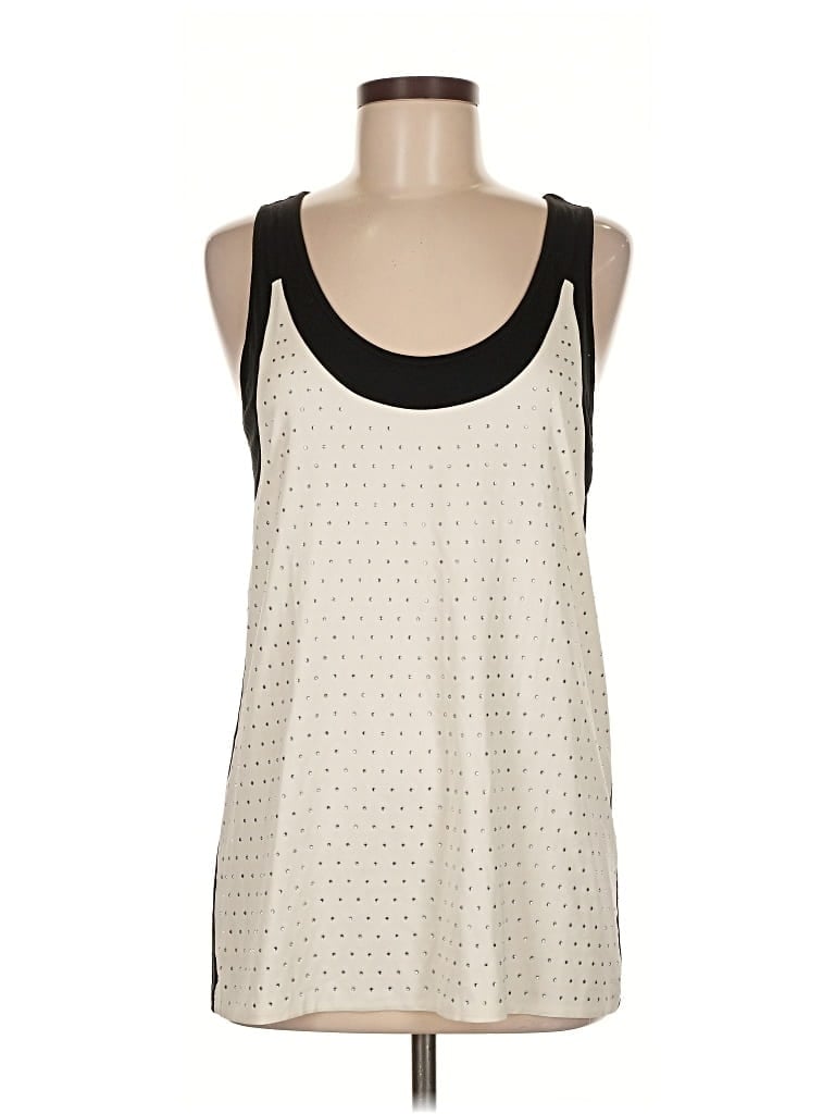Pre-owned Ann Taylor Tank Top Ivory Square Neckline Tops In White
