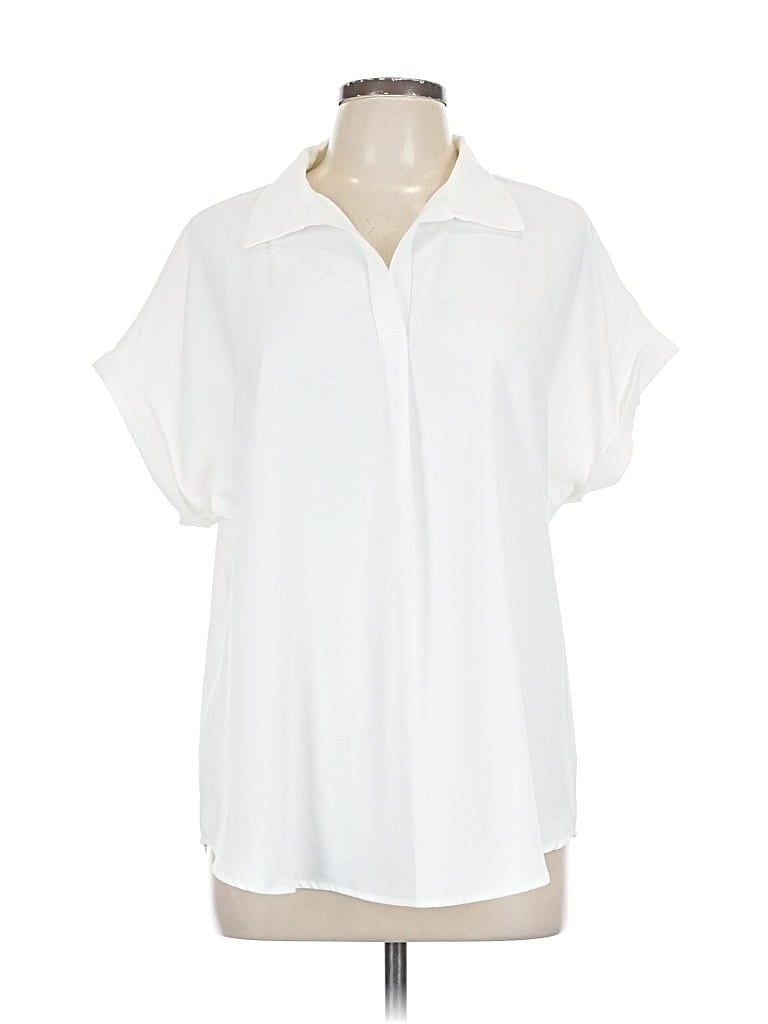 Pre-owned Timeson Short Sleeve Blouse In White