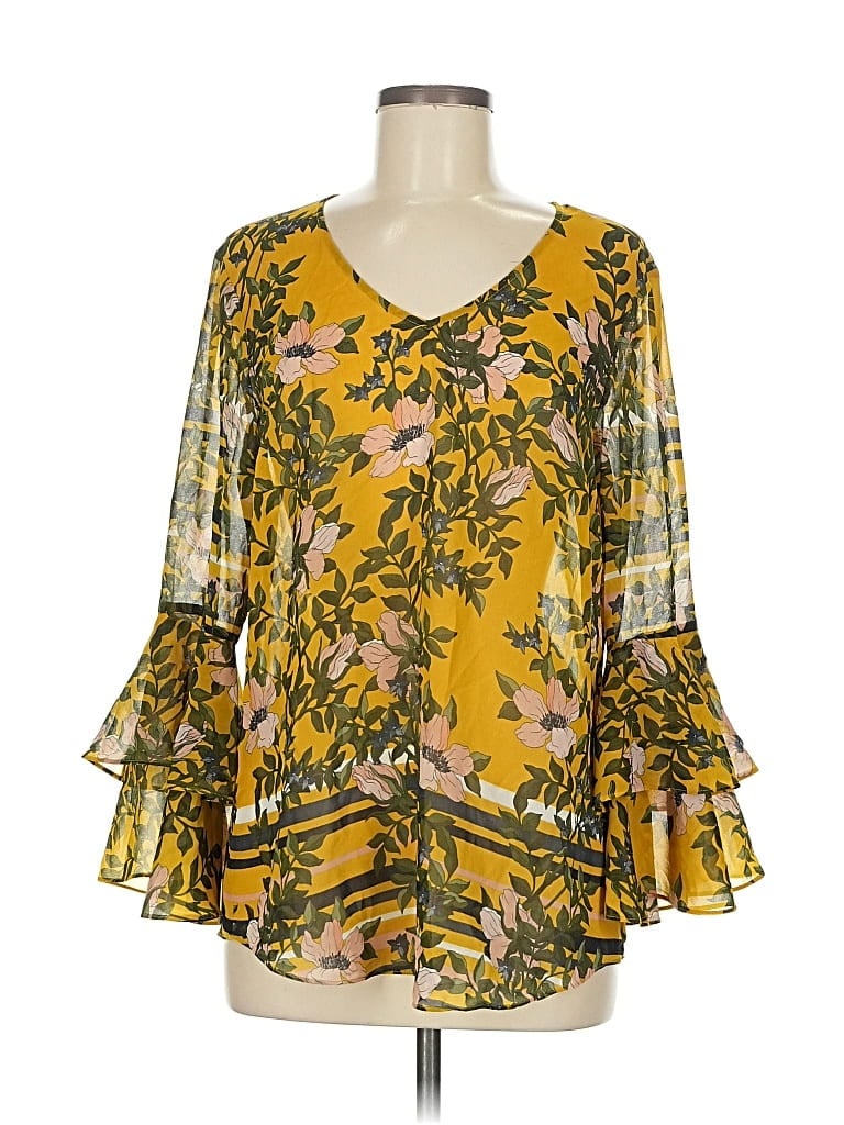 Pre-owned Cabi 3/4 Sleeve Blouse In Yellow