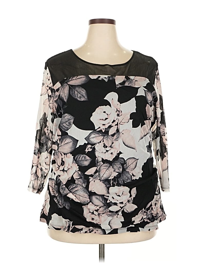 Pre-owned Inc International Concepts 3/4 Sleeve T-shirt In Black