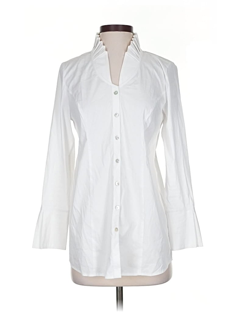 Pre-owned Soft Surroundings Long Sleeve Blouse In White