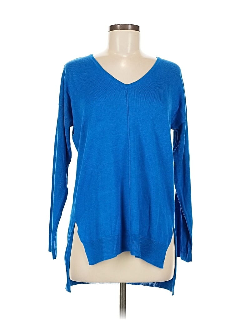 Pre-owned Cable & Gauge Pullover Sweater In Blue