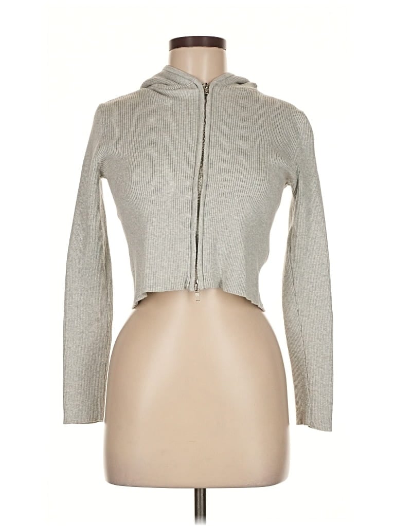 Pre-owned Princess Polly Zip Up Hoodie In Gray