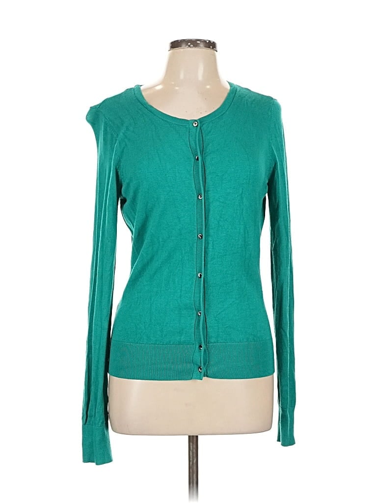 Pre-owned Halogen Cardigan Sweater In Green