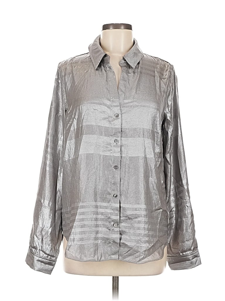 Pre-owned Current Air Long Sleeve Blouse In Silver