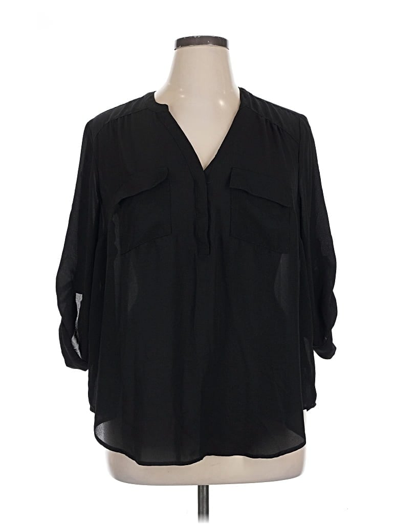 Pre-owned Torrid 3/4 Sleeve Blouse In Black