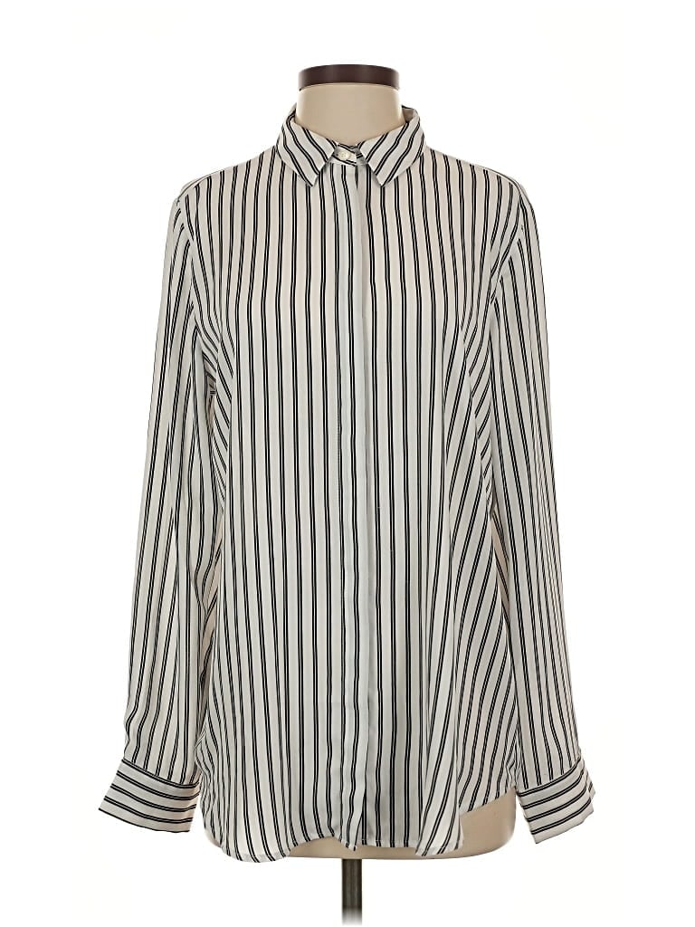 Pre-owned Ann Taylor Factory Long Sleeve Blouse In White