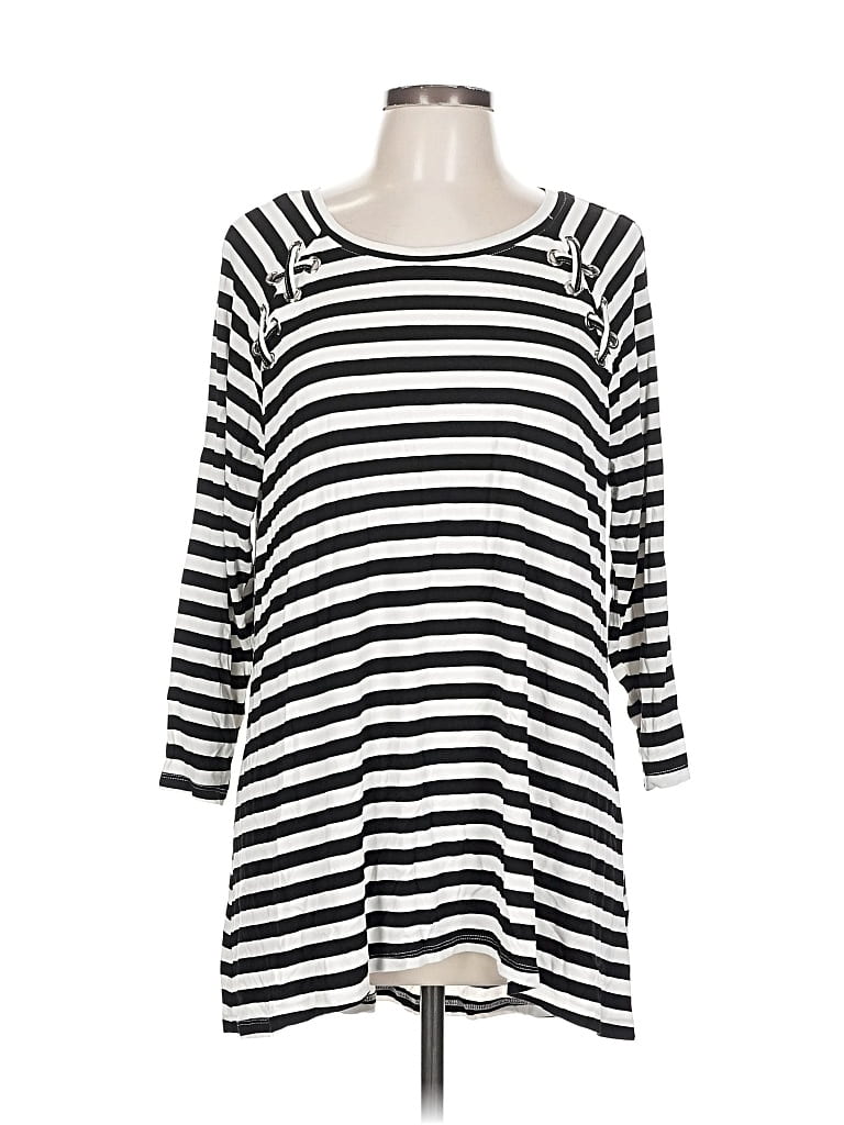 Pre-owned Cato 3/4 Sleeve Top Black Boatneck Tops