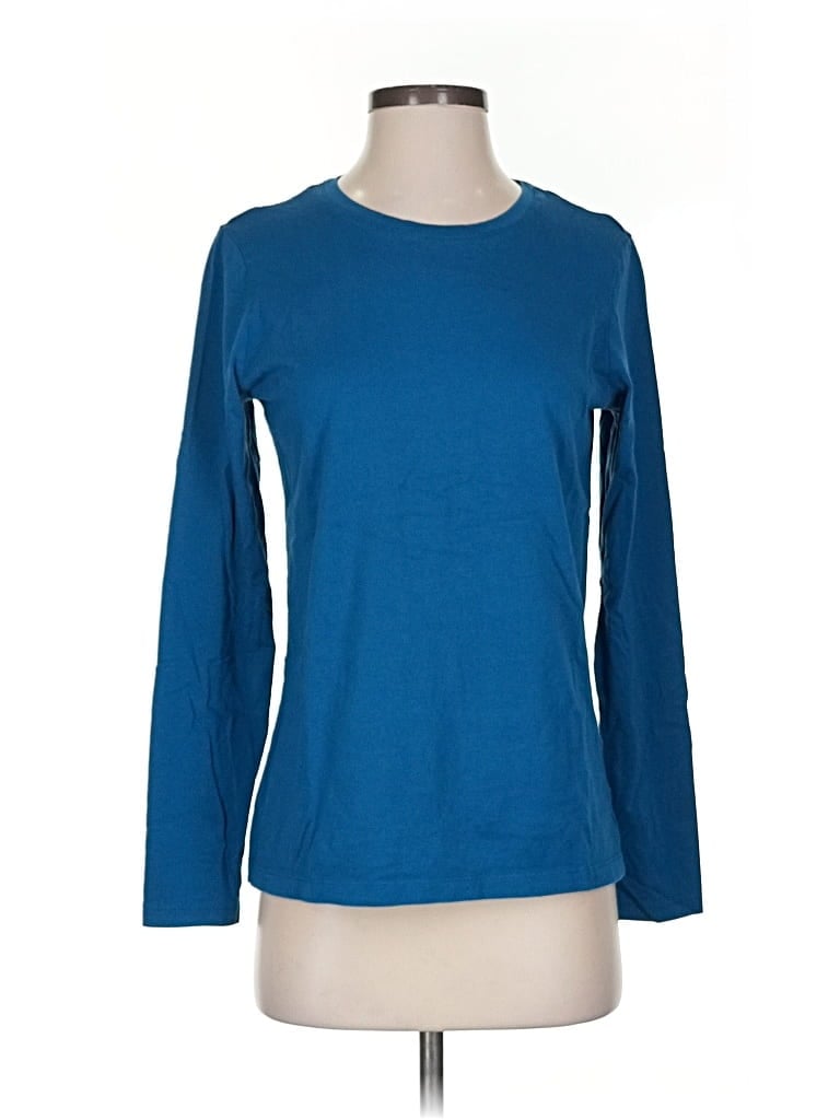Pre-owned Lands' End 3/4 Sleeve T-shirt In Blue