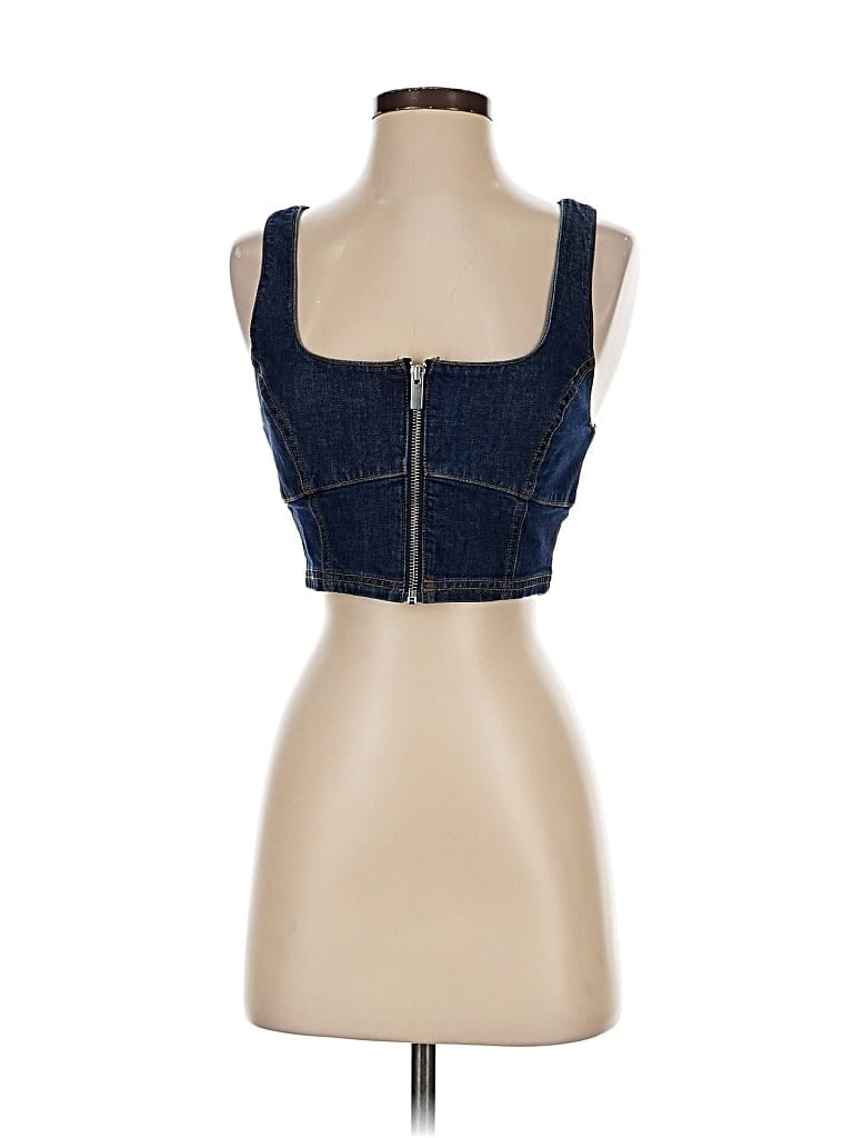 Amanda Uprichard Sleeveless Top Blue Sweetheart Neckline Tops