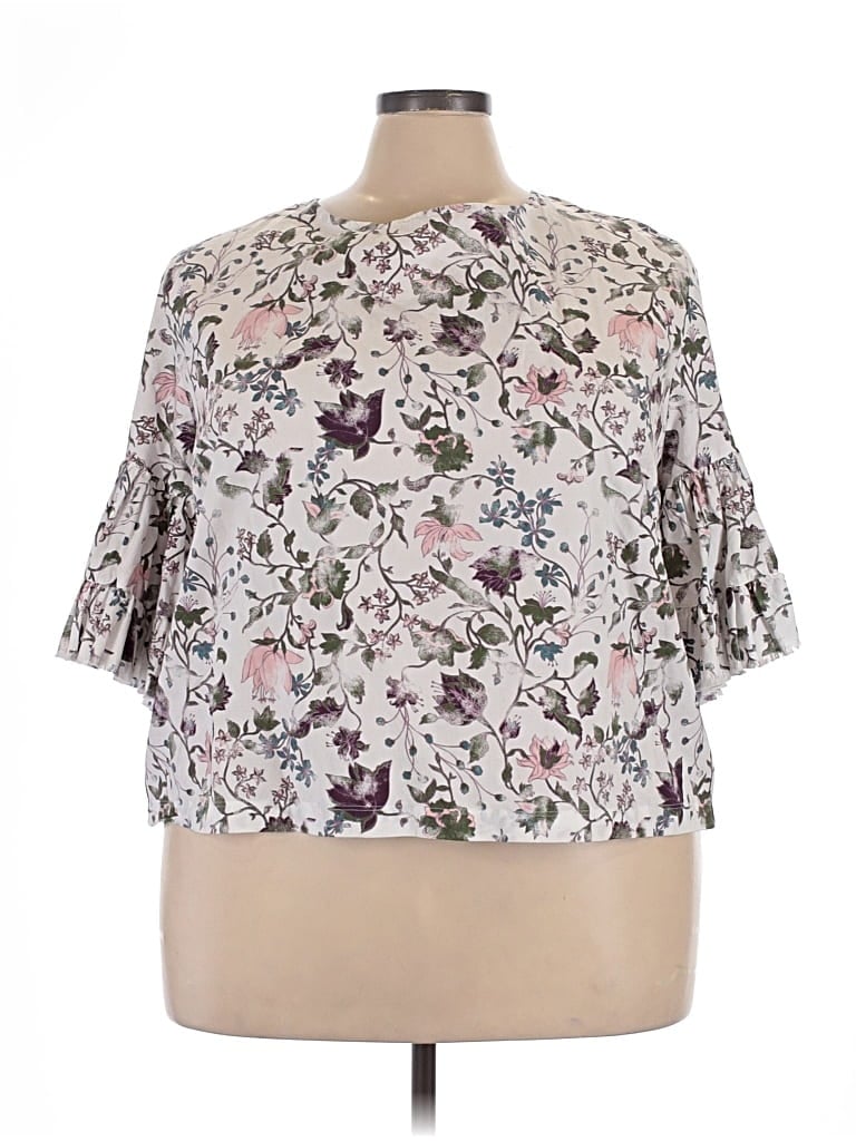 Pre-owned Melrose And Market 3/4 Sleeve Blouse In Silver