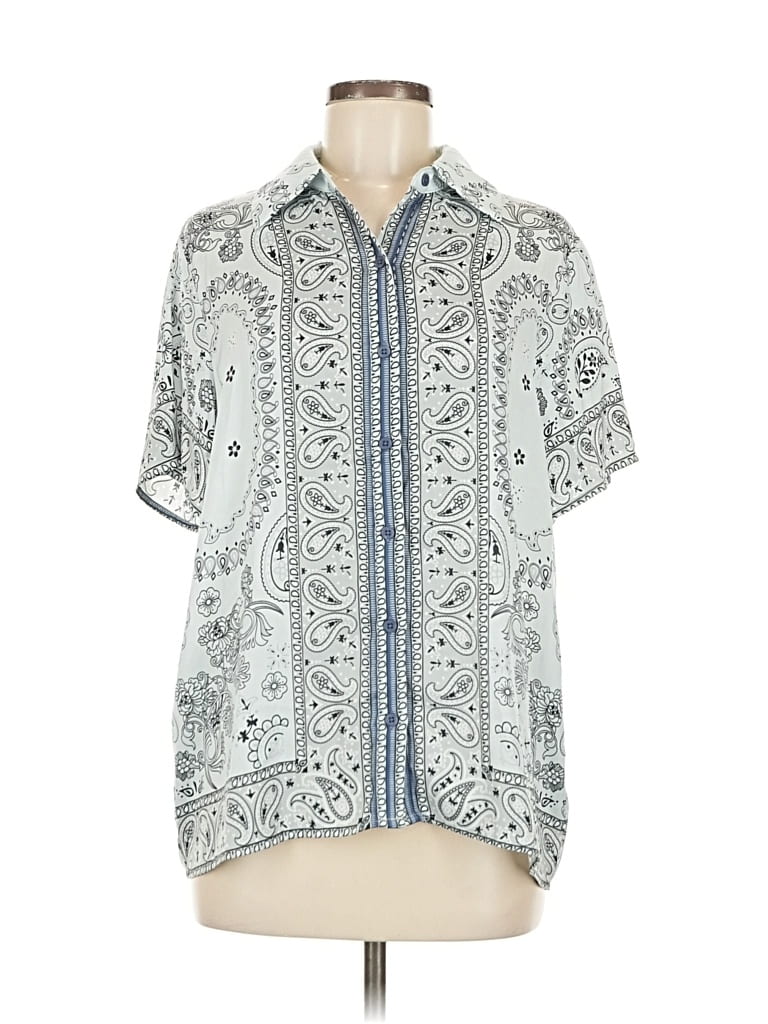 Pre-owned Maison D' Amelie Short Sleeve Blouse In Silver