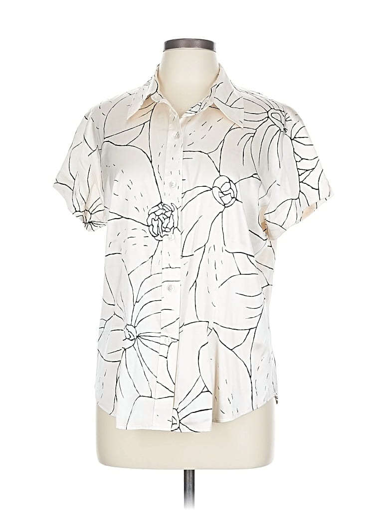 Pre-owned Chico's Short Sleeve Blouse In White