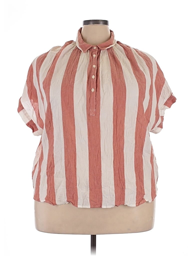 Pre-owned Madewell Short Sleeve Blouse In Red