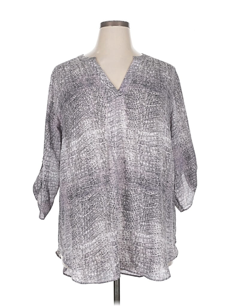 Pre-owned Worthington 3/4 Sleeve Blouse In Gray