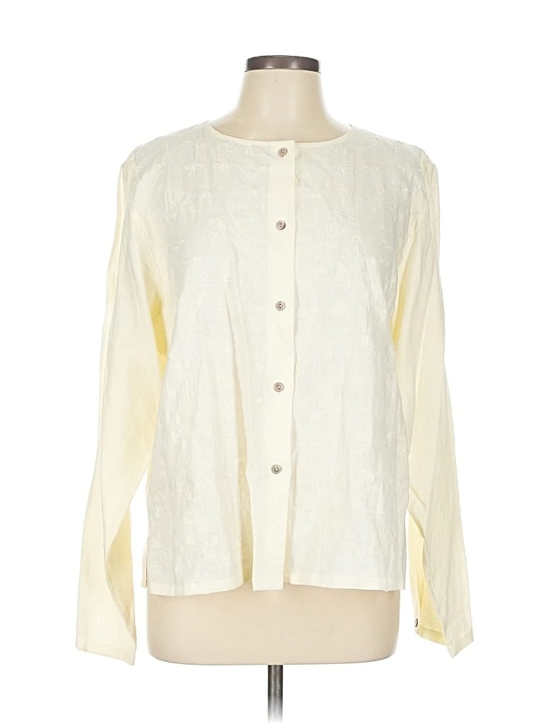 Pre-owned Valerie Stevens Long Sleeve Blouse In White