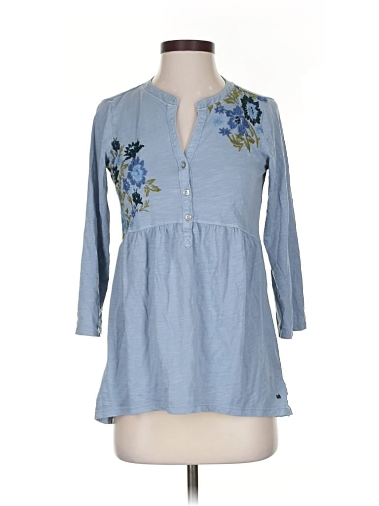 Pre-owned Eddie Bauer Long Sleeve Henley Shirt In Blue