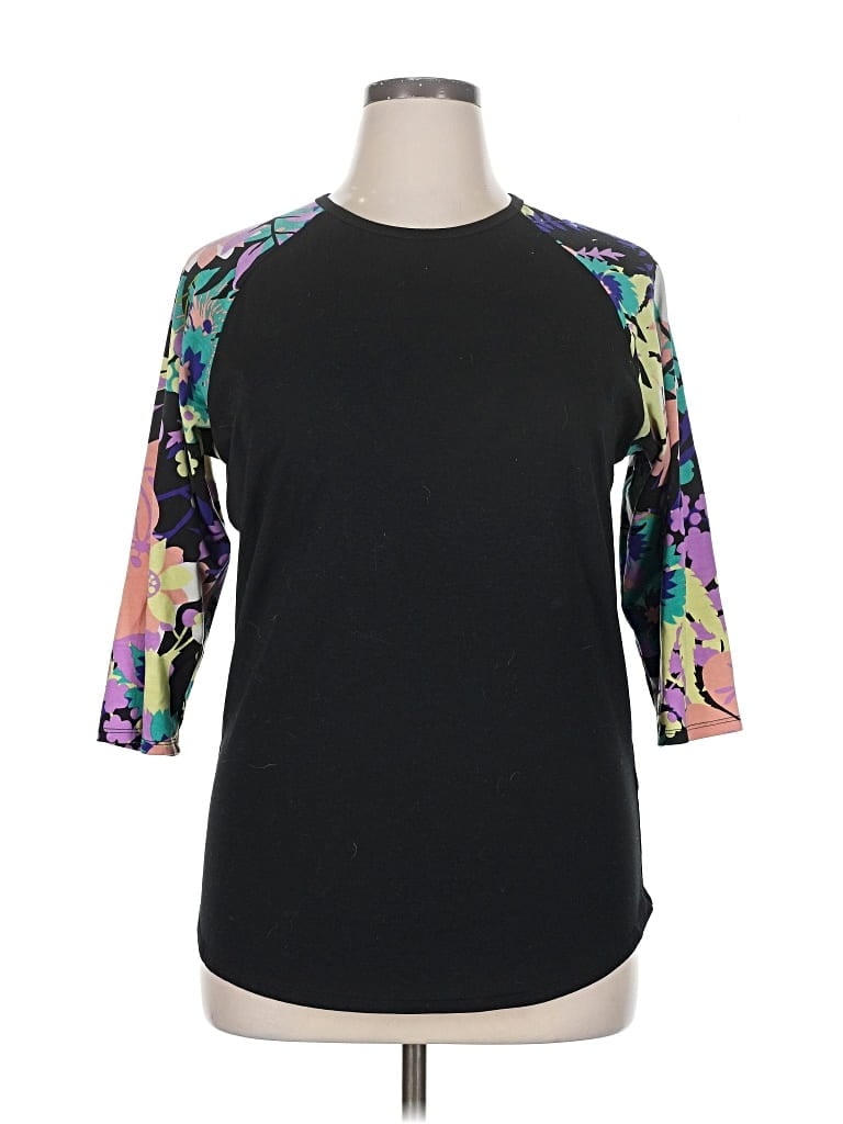 Pre-owned Lularoe 3/4 Sleeve T-shirt In Black
