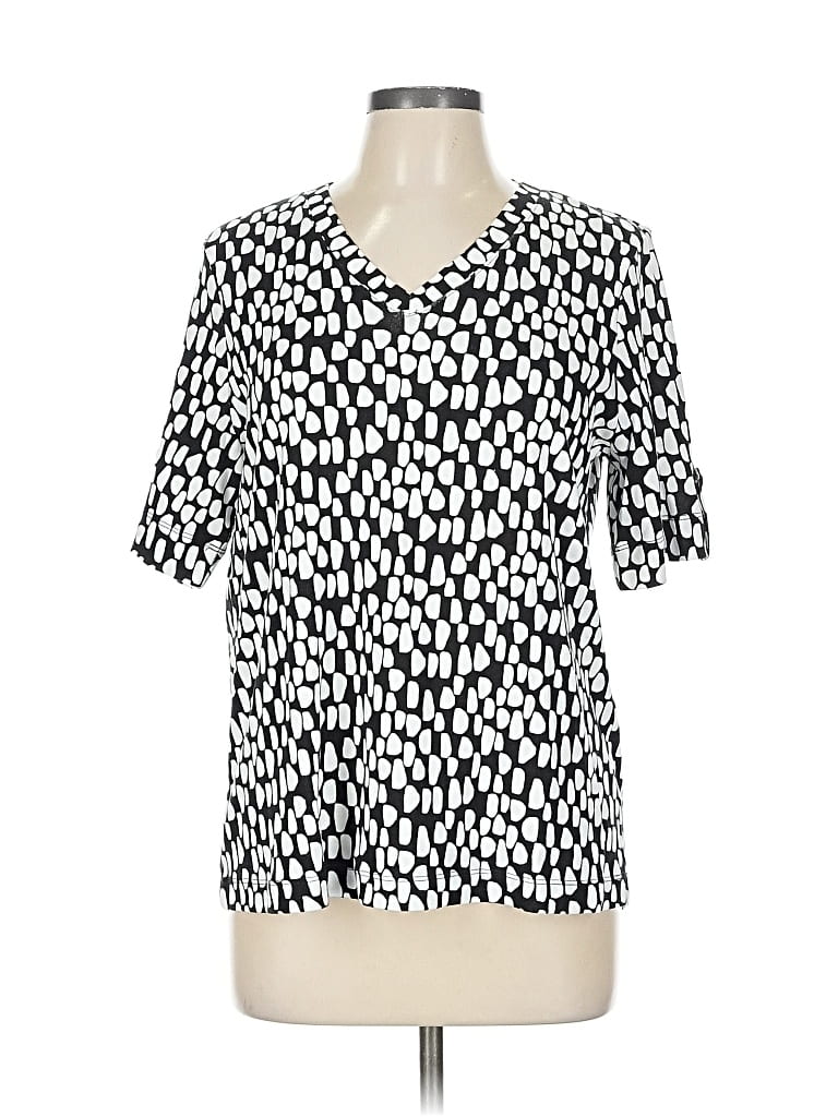 Pre-owned Chico's Short Sleeve Blouse In Black