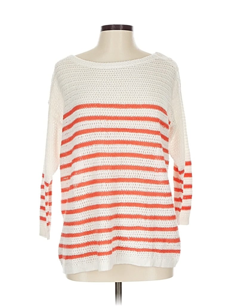 Pre-owned Ann Taylor Loft Pullover Sweater In White