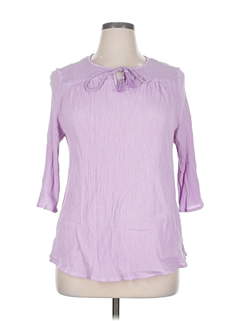 Pre-owned Catherines 3/4 Sleeve Blouse In Purple