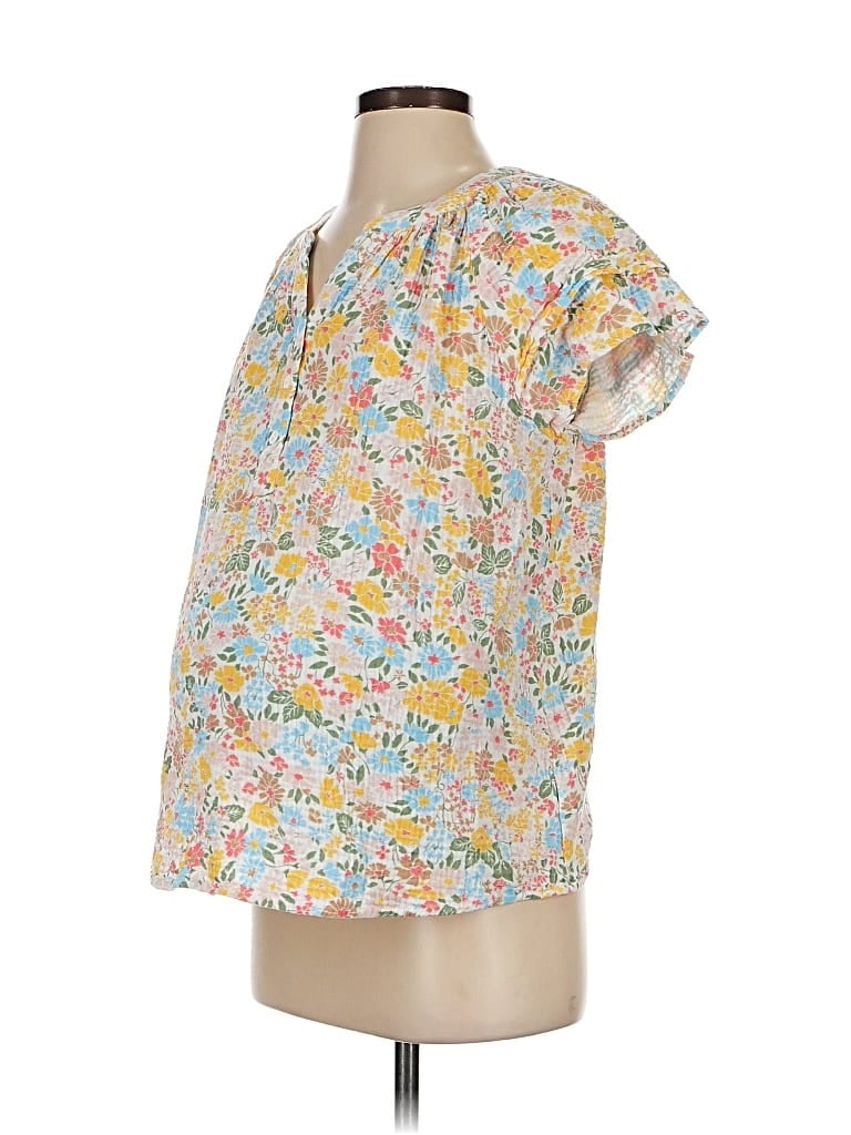 Pre-owned Time And Tru Short Sleeve Blouse In Yellow