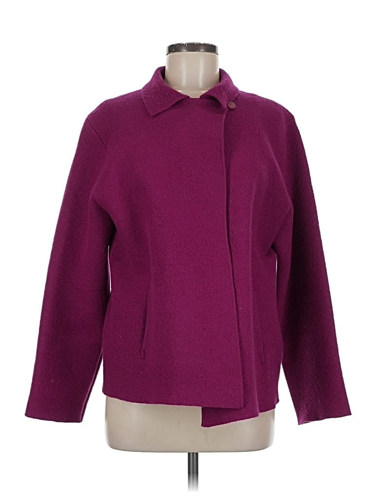 Pre-owned Eileen Fisher Wool Coat In Purple