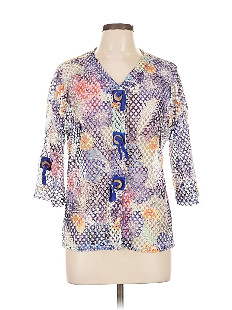 Pre-owned Kaktus 3/4 Sleeve Blouse In Purple