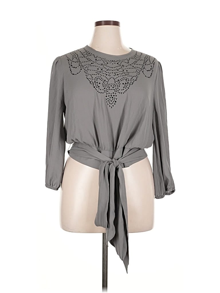 Pre-owned 7th Avenue Design Studio New York & Company 3/4 Sleeve Blouse In Gray