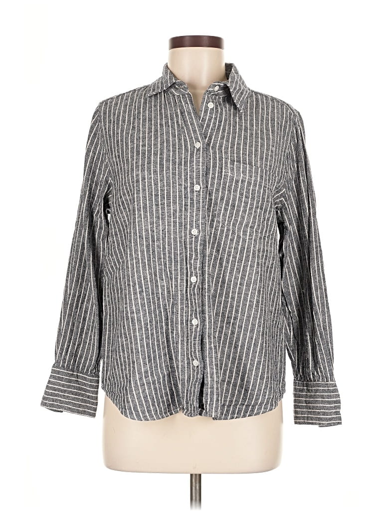Pre-owned Banana Republic Factory Store Long Sleeve Button Down Shirt In Gray