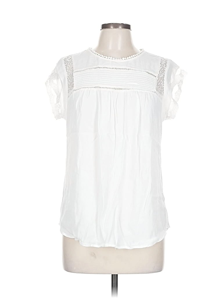 Pre-owned Daniel Rainn Short Sleeve Blouse In White