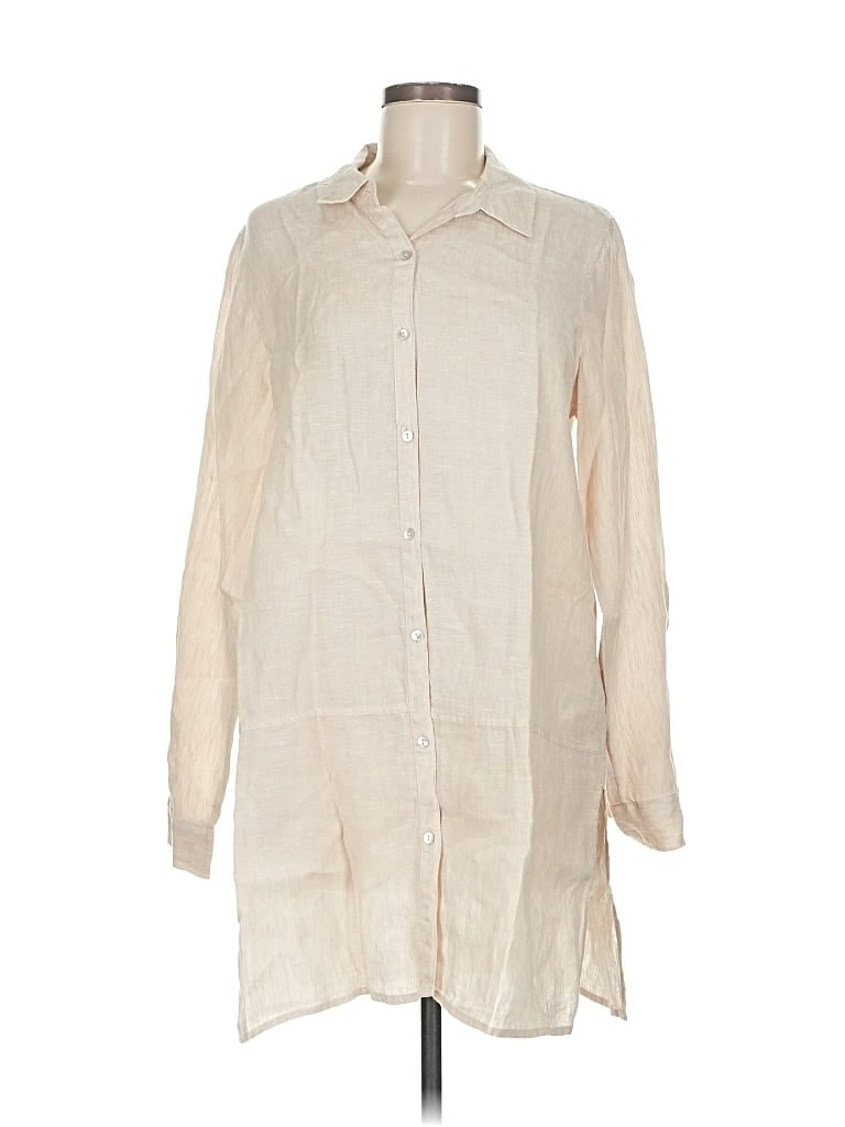 Pre-owned Tahari Long Sleeve Button Down Shirt In White