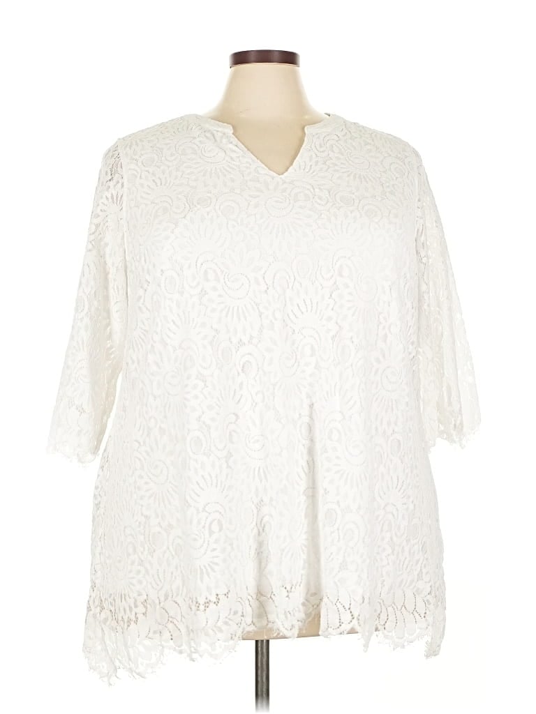 Pre-owned Isaac Mizrahi Live 3/4 Sleeve Blouse In White